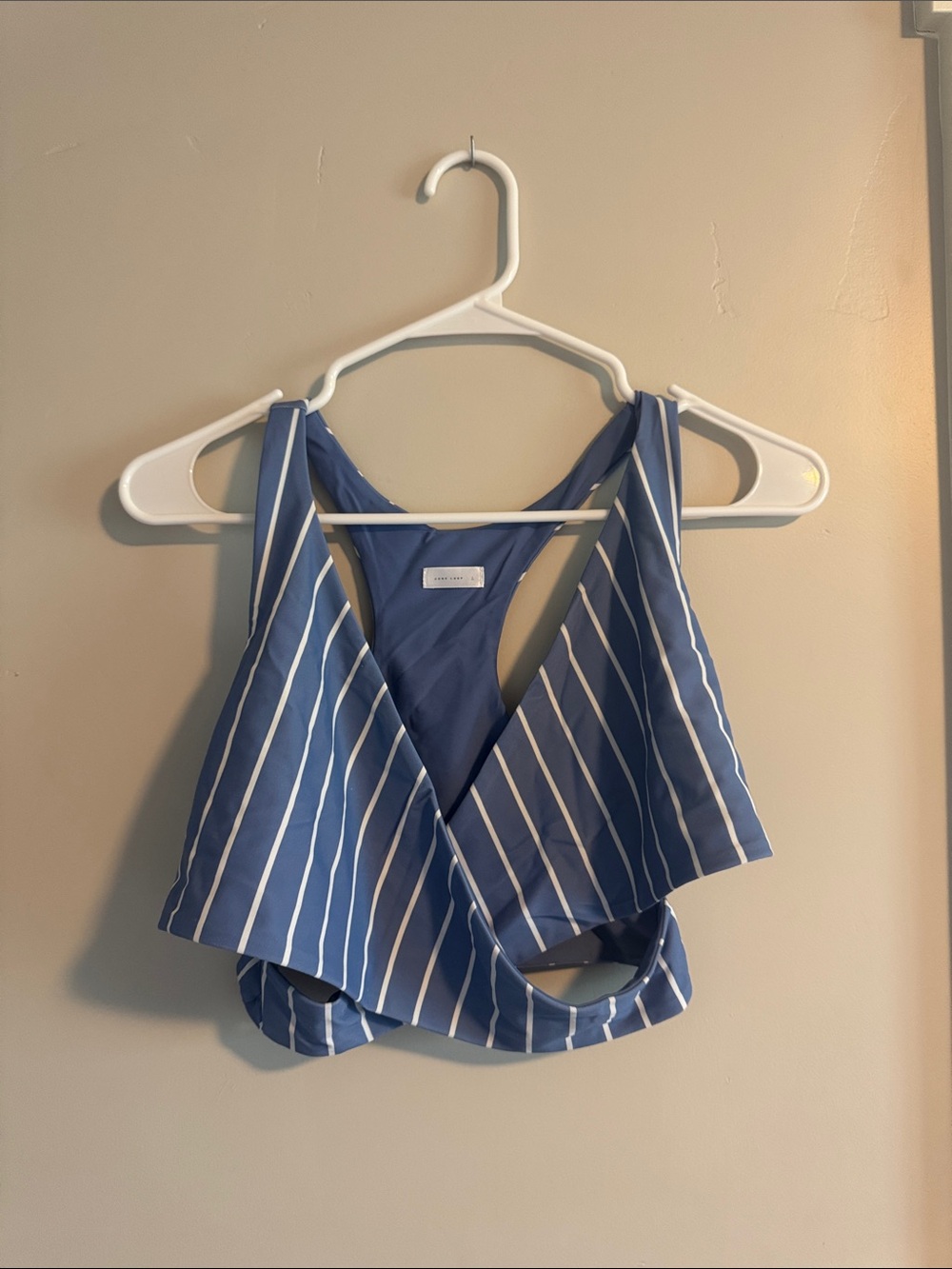 Blue Striped Wrap Bikini Top -